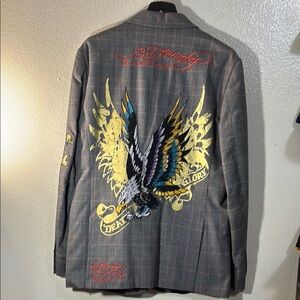 Ed Hardy Grey Blazer with Eagle Design